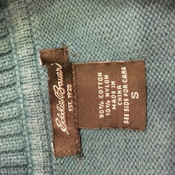 Eddie Bauer turquoise cotton sweater - Picture 3 of 3